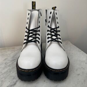 Dr. Martens White Platform Lace-Up Combat Boots